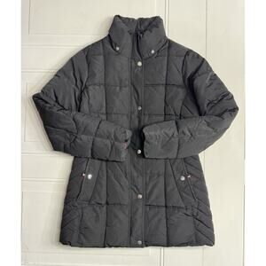 Tommy Hilfiger Puffer Jacket Womens Medium Small Full Zip Button No Hood